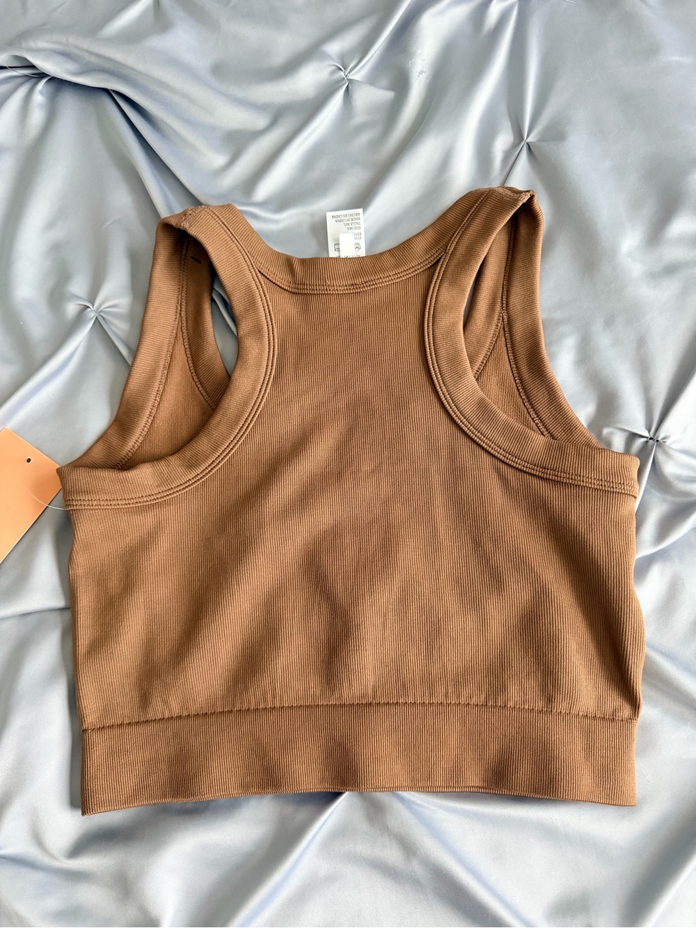 Brown Ribbed Crop Tank Top - Picture 2 of 3
